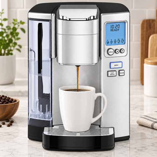 Single-Serve Coffee Maker with 72-oz Reservoir, Stainless Finish