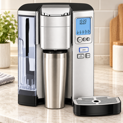 Single-Serve Coffee Maker with 72-oz Reservoir, Stainless Finish