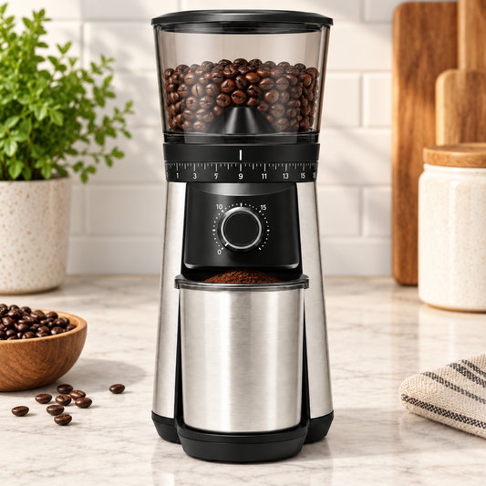 Conical Burr Coffee Grinder with 15 Settings and 12-oz Hopper