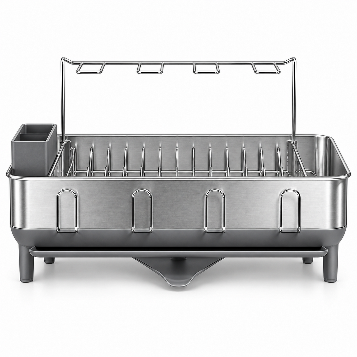 Stainless Steel Dish Drying Rack with Swivel Drain Spout