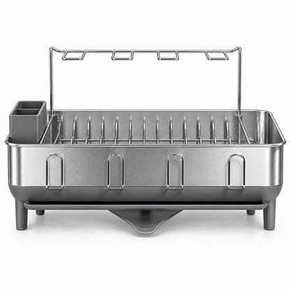 Stainless Steel Dish Drying Rack with Swivel Drain Spout