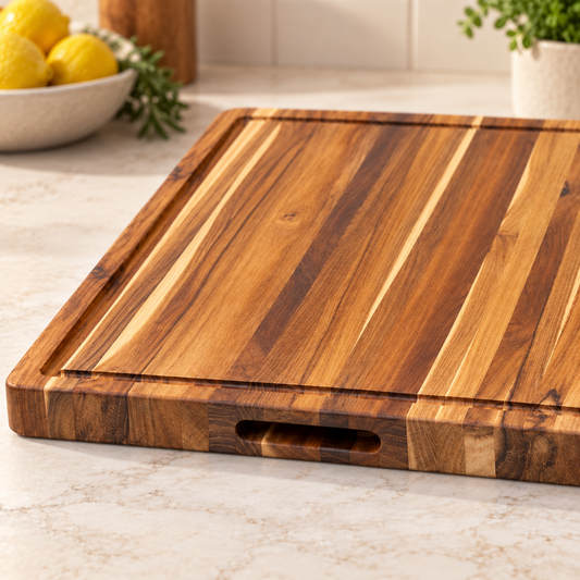 24 x 18 in Reversible Teak Carving Board with Juice Groove