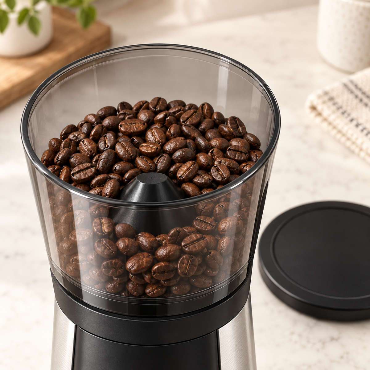 Conical Burr Coffee Grinder with 15 Settings and 12-oz Hopper