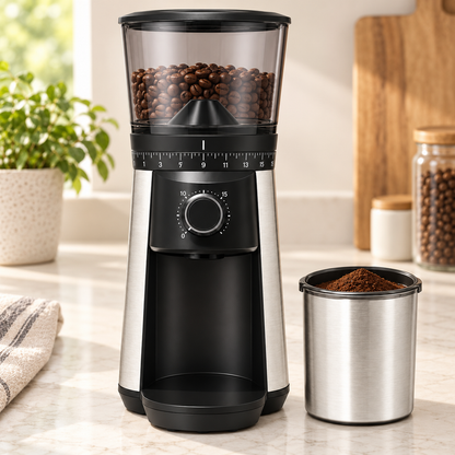 Conical Burr Coffee Grinder with 15 Settings and 12-oz Hopper
